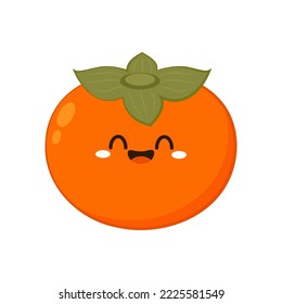 Persimmon cartoon vector. Persimmon on white background. Cute Persimmon character design.