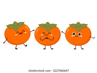 Persimmon cartoon vector. Persimmon on white background. Cute Persimmon character design.