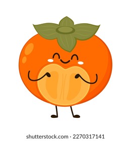 Persimmon Cartoon Vektor. Persimmon auf weißem Hintergrund. Cute Persimmon Zeichendesign.