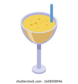 Persimmon cocktail icon. Isometric of persimmon cocktail vector icon for web design isolated on white background