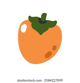 Persimmon, exotic tropical fruit. Fresh natural food, ripe organic eating. Vitamin nutrition. Persimon icon. Colored flat graphic vector illustration isolated on white background