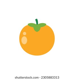 Persimmon In Flat Icon Style Isolated on a White Background - Fruits Icon Vector Illustration. 