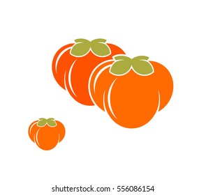 Persimmon. Fresh fruit on white background. Vector illustration