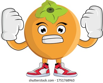 Diseño gráfico de caricatura de fruta Persimmon adecuado para sus necesidades de diseño: logotipos, ilustraciones, animaciones, diseños de camisetas, etc.