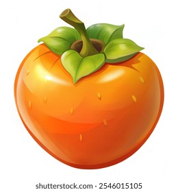 Persimmon  fruit fresh and healthy  fruits. vector illustration. isolated with white background. 