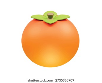  Persimmon Fruit Icon 3d rendering illustration