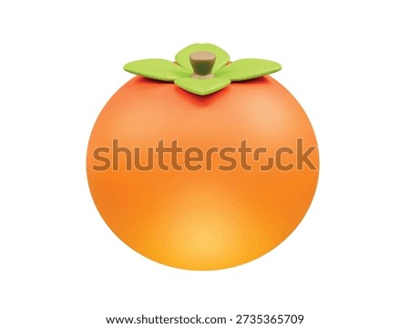  Persimmon Fruit Icon 3d rendering illustration