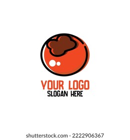 persimmon fruit icon logo design vector isolated on white background