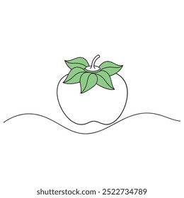 
Persimmon Fruit isolated continuous line art flat vector illustration on white background.