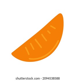 rebanada de fruta de persimmon dibujada a mano. vector, minimalismo. pegatina de icono aislado