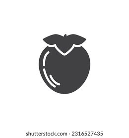 Persimmon fruit vector icon. filled flat sign for mobile concept and web design. Persimmon with leaf glyph icon. Symbol, logo illustration. Vector graphics