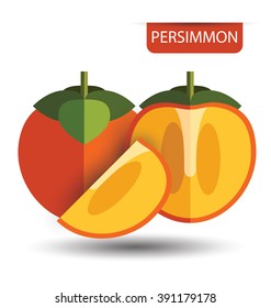 Persimmon, fruit vector illustration