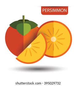 Persimmon, fruit vector illustration