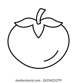 Persimmon Fruits Editable Stroke Icons. Healthy Eating, Vegan Food, Diet, Weight Loss, Vegetarian Food Themes Vector Illustration