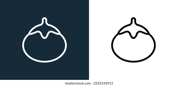persimmon icon isolated on white and black colors. persimmon outline linear vector icon from fruit collection for mobile apps, web and ui.