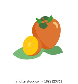 Persimmon icon in orange and yellow colors Flat vector ilustrations