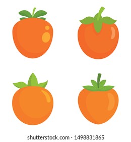 Persimmon icon set. Flat set of persimmon vector icons for web design