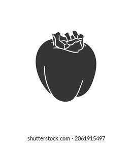 Persimmon Icon Silhouette Illustration. Vegetarian Fruit Vector Graphic Pictogram Symbol Clip Art. Doodle Sketch Black Sign.