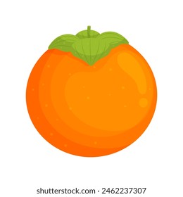 Persimmon isolated on transparent background. Fruit icon for farm market. Vector illustration in flat style.