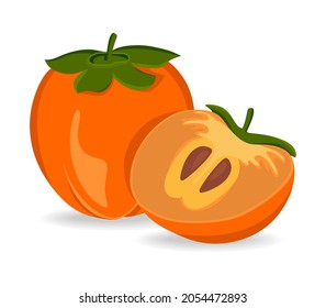 Persimmon isolated on a white background. A concept for stickers, posters, postcards, websites