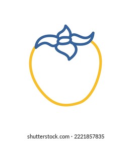 Persimmon, kaki or sharon fruit vector icon. Graph symbol for food and drinks web site, apps design, mobile apps and print media, logo, UI
