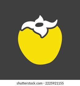 Glifo vectorial de frutas de persimmon, kaki o sharon en un icono de fondo oscuro. Símbolo gráfico del sitio web de comida y bebida, diseño de aplicaciones, aplicaciones móviles y medios impresos, logotipo, interfaz de usuario