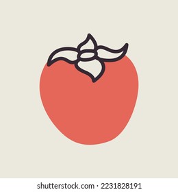Icono de vector de frutas de persimmon, kaki o sharon. Símbolo gráfico del sitio web de comida y bebida, diseño de aplicaciones, aplicaciones móviles y medios impresos, logotipo, interfaz de usuario