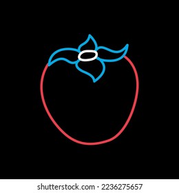 Persimmon, kaki or sharon fruit vector on black background icon. Graph symbol for food and drinks web site, apps design, mobile apps and print media, logo, UI
