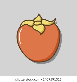 Icono de vector de frutas de persimmon, kaki o sharon. Símbolo gráfico del sitio web de comida y bebida, diseño de aplicaciones, aplicaciones móviles y medios impresos, logotipo, interfaz de usuario