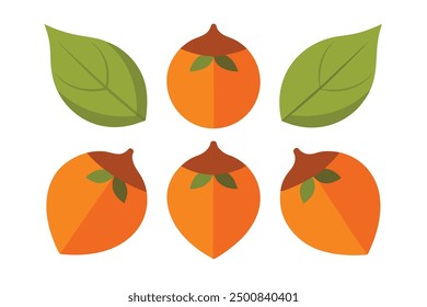 Persimmon Leaf Color Art Realistic Design with Intricate Leaf Details