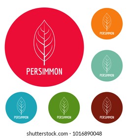 Persimmon leaf icons circle set vector isolated on white background