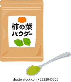 Persimmon leaf powder in a bag, 'persimmon leaf powder'