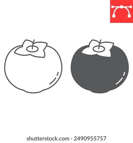 Persimmon line and glyph icon, fresh and fruit, persimmon vector icon, vector graphics, editable stroke solid sign, eps 10