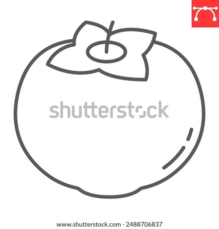 Persimmon line icon, fresh and fruit, persimmon vector icon, vector graphics, editable stroke outline sign, eps 10