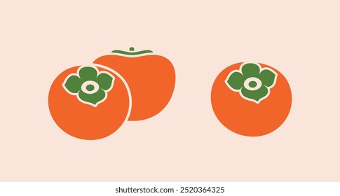 Persimmon logo. Isolated persimm on vintage background