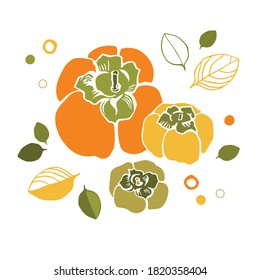 Persimmon de fondo blanco. Estilo plano.
Ilustración para envolver papel, postales, huellas para ropa y emblemas. Diseño para cosméticos, spa, productos sanitarios y perfume.