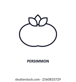 persimmon outline icon.  Thin line icon from gastronomy collection. Editable vector isolated on white background