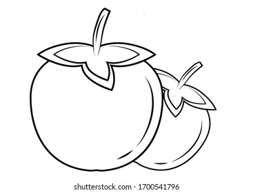 Persimmon outline vector icon. Thin line black kaki fruit icon. Persimmon symbol. A flat vector simple element of sharon illustration, isolated on white background