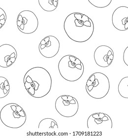 Icono de vector de contorno de Persimmon. Icono de la fruta de color negro de la línea delgada. Símbolo de Persimmon. Un simple elemento vector plano de la ilustración sharon, aislado en fondo blanco. patrón transparente