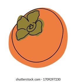 Persimmon outline vector icon. Thin line black kaki fruit icon. Persimmon symbol. A flat vector simple element of sharon illustration, isolated on white background.