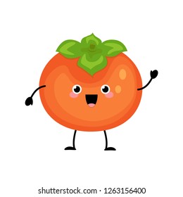 Persimmon vector characters isolated on white background.  Kawaii persimmon