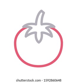persimmon vector color line icon  
