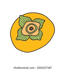 Persimmon - ilustración vectorial en estilo de dibujos animados. Objetos aislados en fondo blanco. Icono aislado del vector.