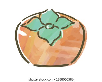 persimmon with watercolor texture