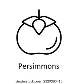 Persimmons Vector outline Icon Design illustration. Food and Drinks Symbol on White background EPS 10 File 