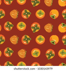 Persimon hand drawn vector illustration for your design. Seamless pattern