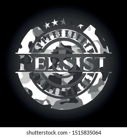 Persist grey camo emblem. Vector Illustration.