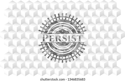 Persist grey emblem with geometric cube white background