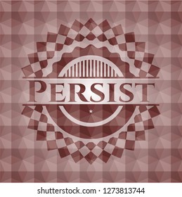 Persist red emblem with geometric background. Seamless.