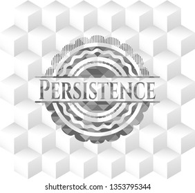 Persistence grey emblem. Retro with geometric cube white background